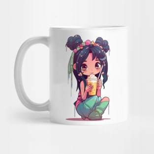 Cute Fairy & Boba Tea Funny Food Retro Japonese Anime Mug